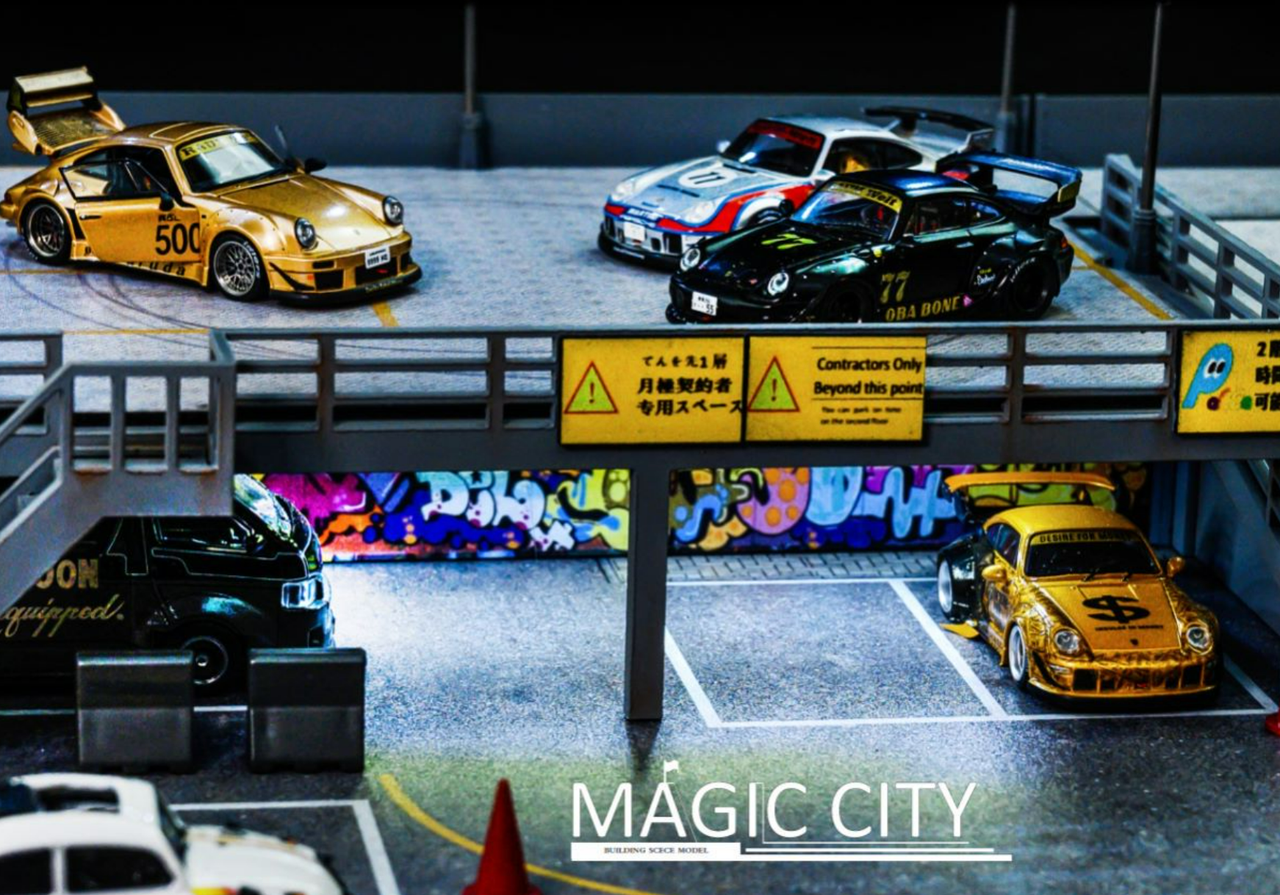 1/64 Magic City RWB Roppongi Annual Gathering Double Level Parking Lot Diorama (car models NOT included)