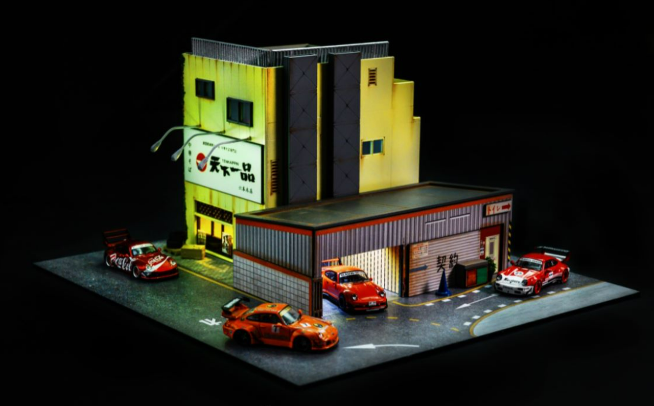 1/64 Magic City RWB Roppongi Annual Gathering, Contract Office & Tenkaippin Ramen Shop Diorama (car models NOT included)