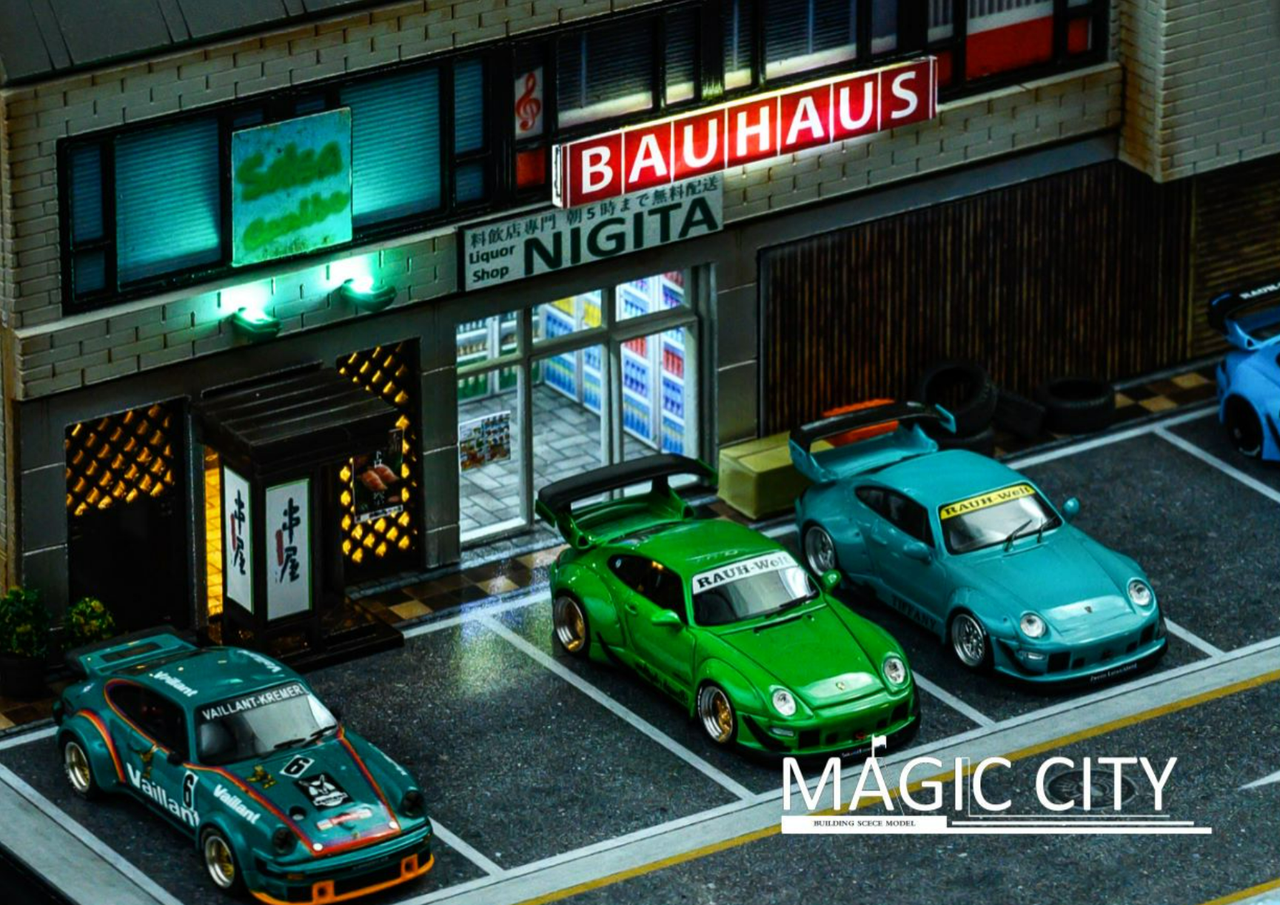 1/64 Magic City RWB Roppongi Annual Gathering Nigita Beverage Store Diorama (car models NOT included)