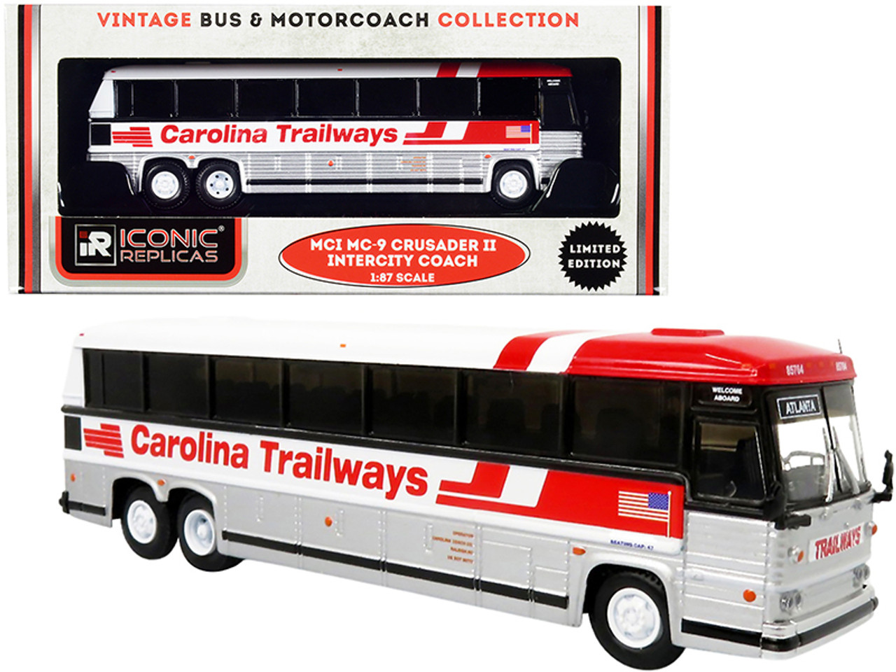 1980 MCI MC-9 Crusader II Intercity Coach Bus "Atlanta" "Carolina Trailways" "Vintage Bus & Motorcoach Collection" 1/87 (HO) Diecast Model by Iconic Replicas