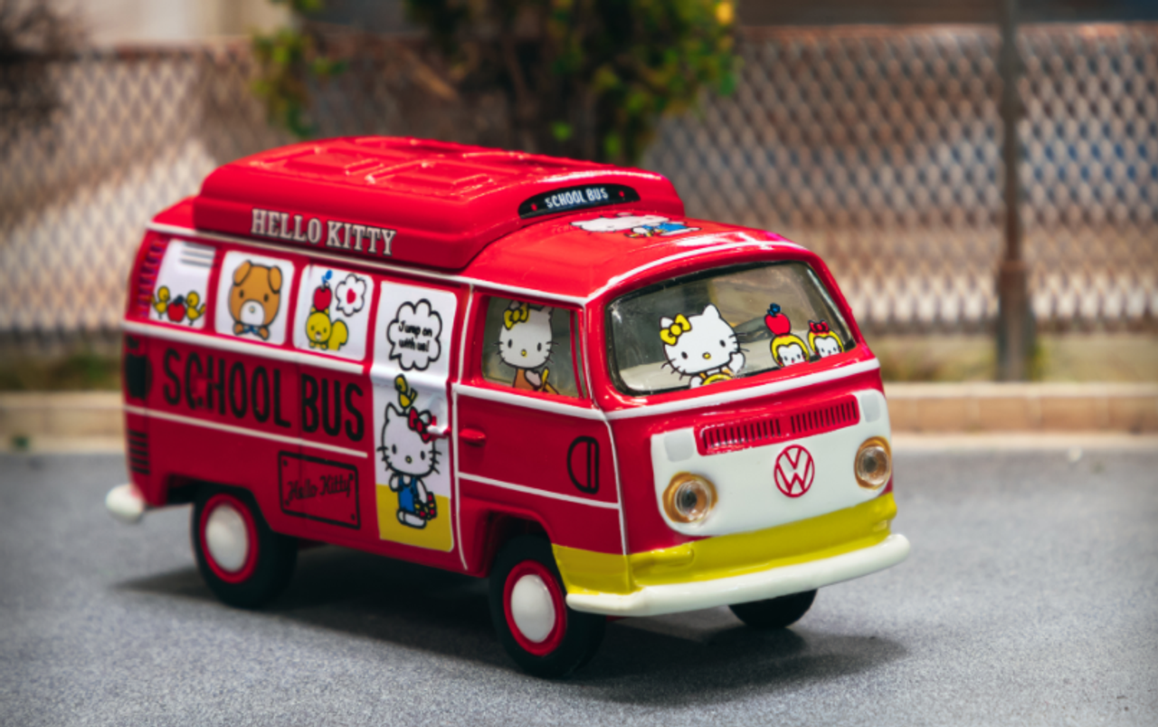  1/64 Tarmac Works Volkswagen VW Type II (T2) Bus Hello Kitty Diecast Car Model