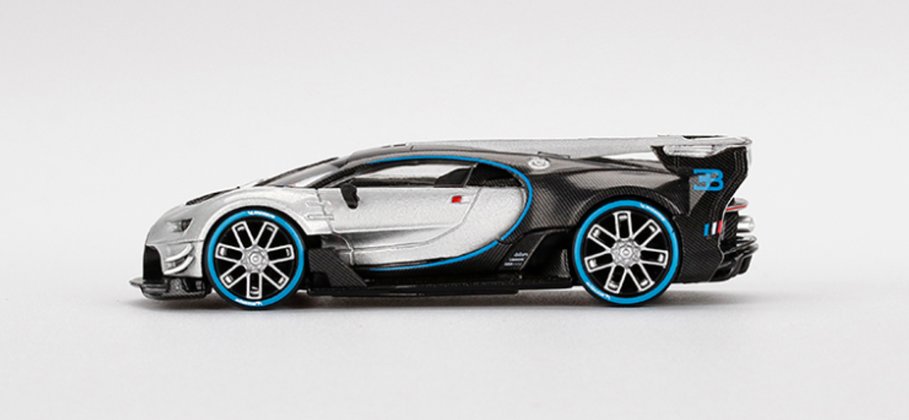 Bugatti Vision Gran Turismo Silver Metallic and Carbon Limited Edition to 9600 pieces Worldwide 1/64 Diecast Model Car by True Scale Miniatures
