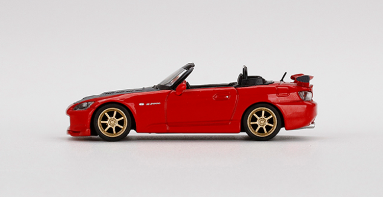 1/64 Mini GT Honda S2000 (AP2) Mugen Convertible (New Formula Red with Carbon Hood) Limited Edition Diecast Car Model