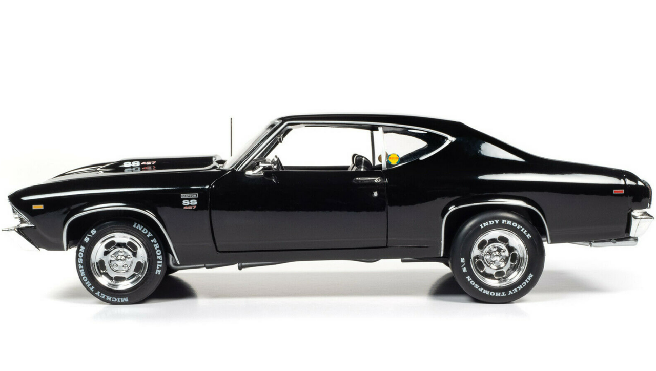1/18 Auto World 1969 Chevrolet Chevelle Hardtop (Baldwin Motion) Black Diecast Car Model