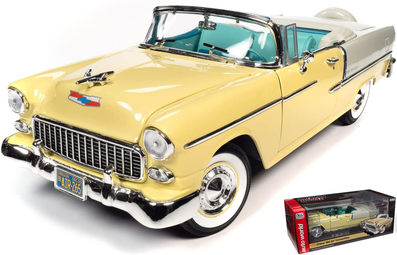 1/18 Auto World 1955 Chevrolet Chevy Bel Air Convertible (Gold) Diecast Car Model