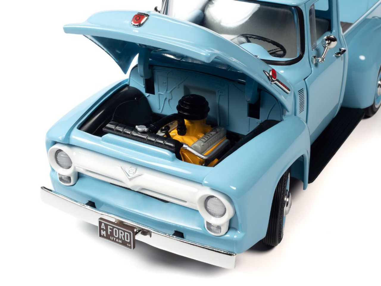 1/18 Auto World 1956 Ford F100 Pickup Mild Custom (Blue) Diecast Car Model