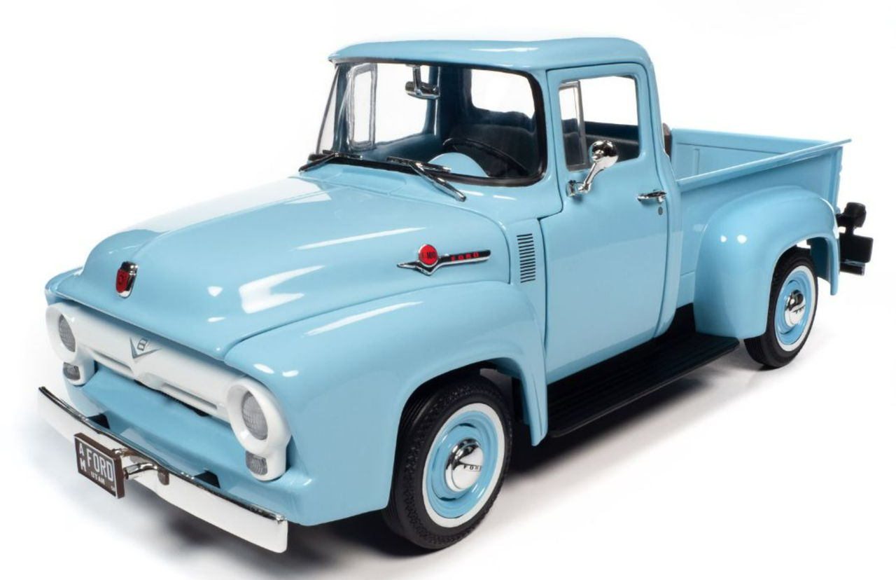 1/18 Auto World 1956 Ford F100 Pickup Mild Custom (Blue) Diecast Car Model