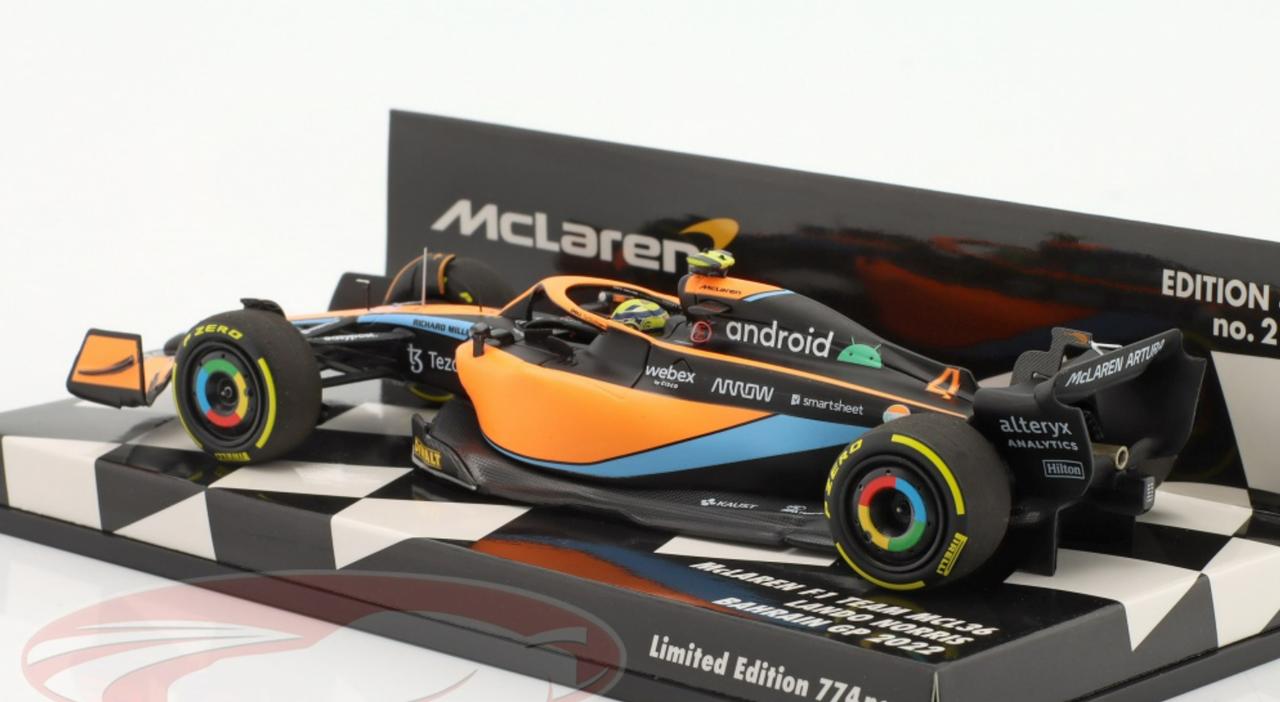 1/43 Minichamps 2022 Formula 1 Lando Norris McLaren MCL36 #4 Bahrain GP Car  Model