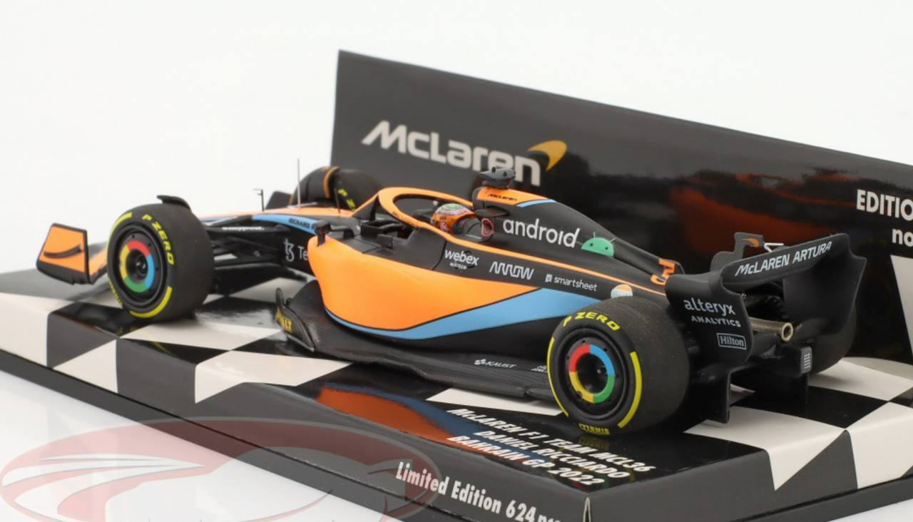 1/43 Minichamps 2022 Formula 1 Daniel Ricciardo McLaren MCL36 #3 Bahrain GP Car Model