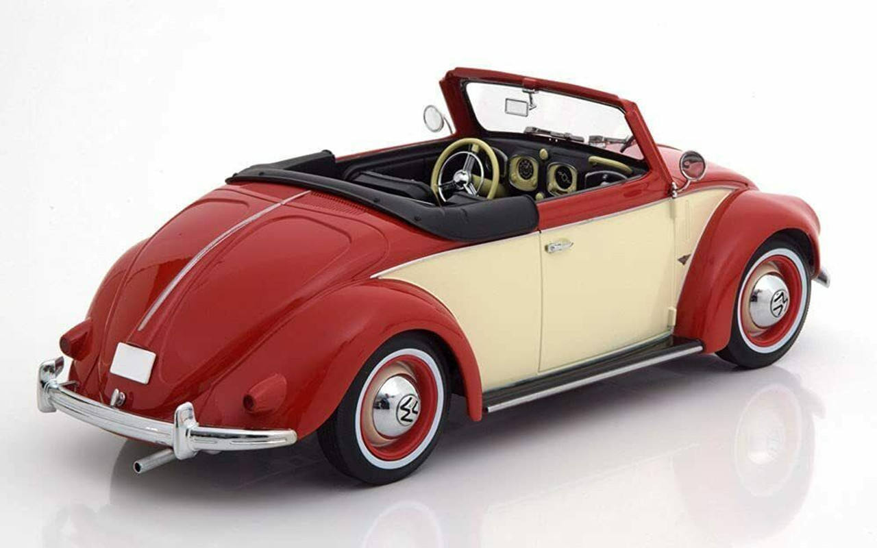 1/18 KK-Scale 1949 Volkswagen VW Beetle 1200 Hebmüller Cabriolet (Red & Cream) Diecast Car Model