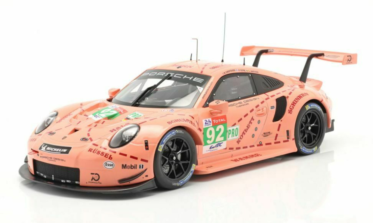 1/18 IXO Porsche 911 (991) RSR #92 Class Winner LMGTE 24h LeMans 2018 Pink  Pig Car Model