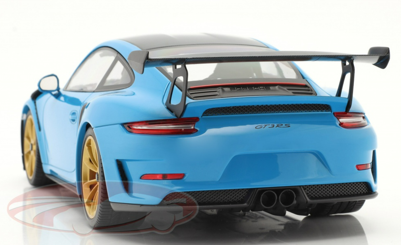 1/18 Minichamps 2019 Porsche 911 (991.2) GT3 RS Weissach Package (Miami Blue with Golden Rims) Car Model Limited 111 Pieces