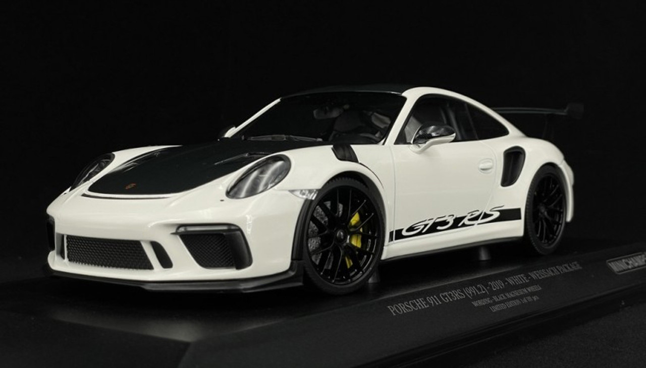 1/18 Minichamps 2019 Porsche 911 (991.2) GT3 RS Weissach Package with Side "GT3 RS" Print (White with Black Rims) Car Model Limited 111 Pieces