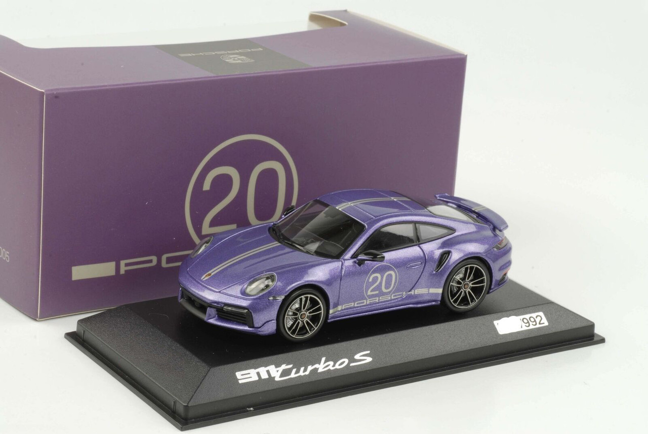 1/43 Dealer Edition Porsche 911 Turbo S China 20th Anniversary Edition (Violet Blue Metallic) Car Model