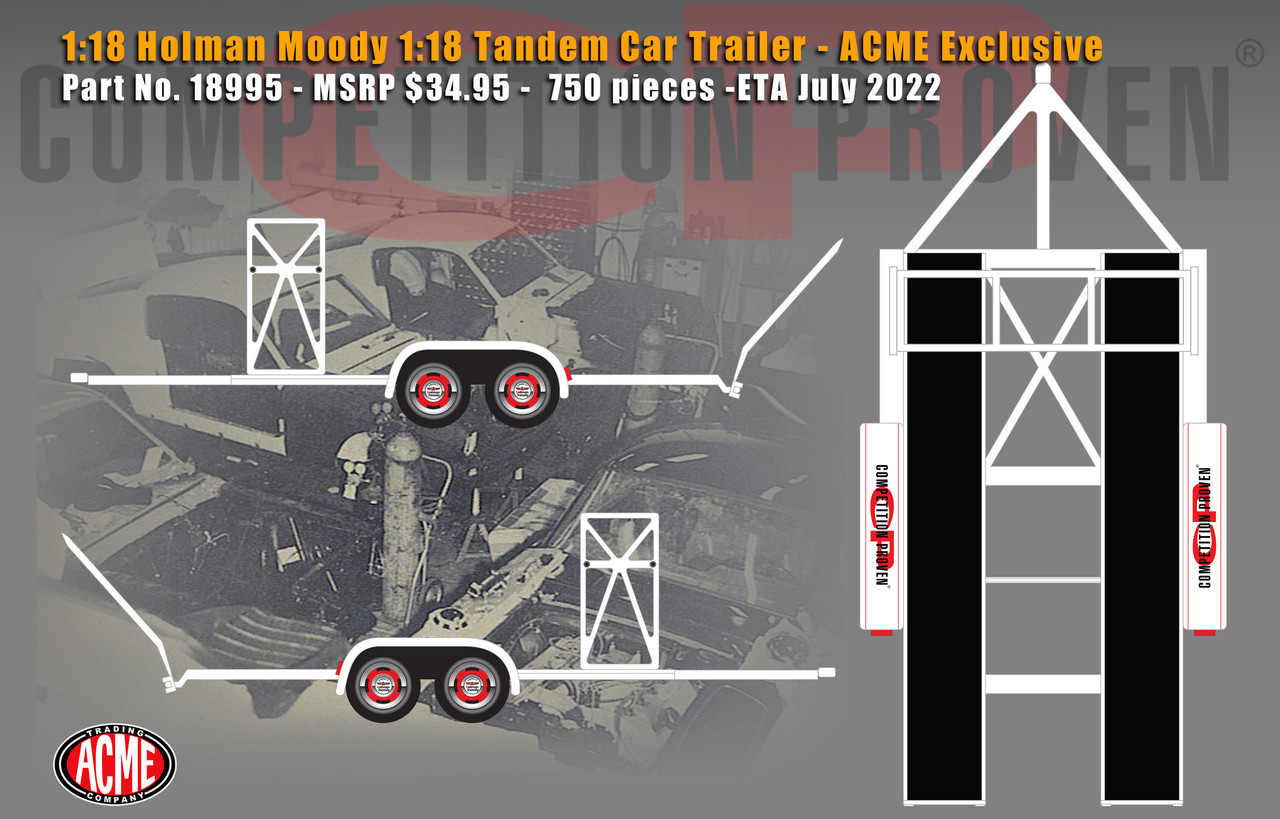 1/18 ACME Holman Moody Tandem Car Trailer Diecast Car Model