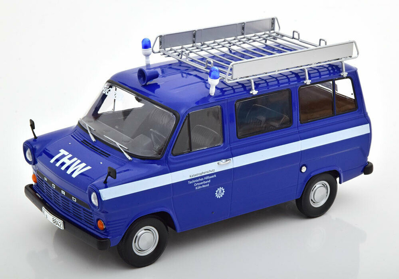 1/18 KK-Scale 1965-1970 Ford Transit MK1 Van THW Cologne (Blue) Car Model