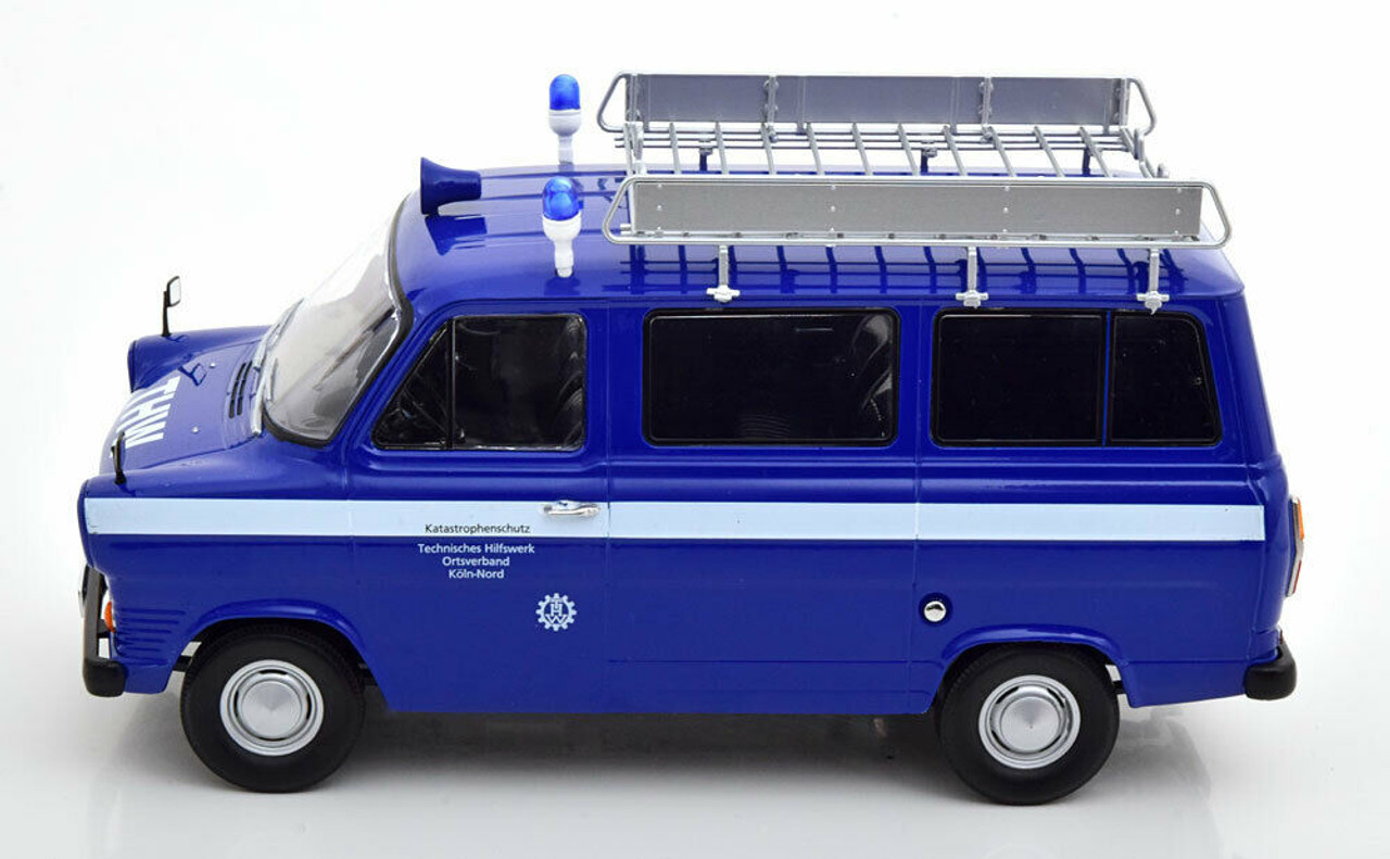 1/18 KK-Scale 1965-1970 Ford Transit MK1 Van THW Cologne (Blue) Car Model