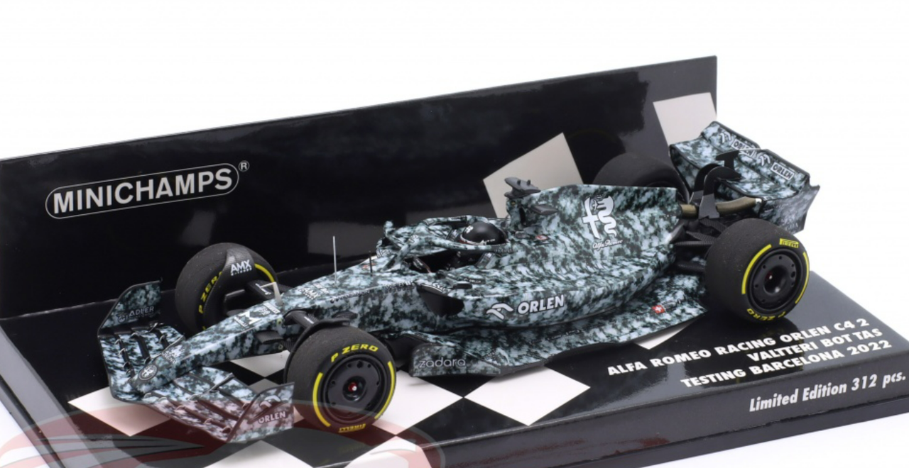 1/43 Minichamps 2022 Formula 1 Valtteri Bottas Alfa Romeo C42 formula 1 Test Barcelona Car Model