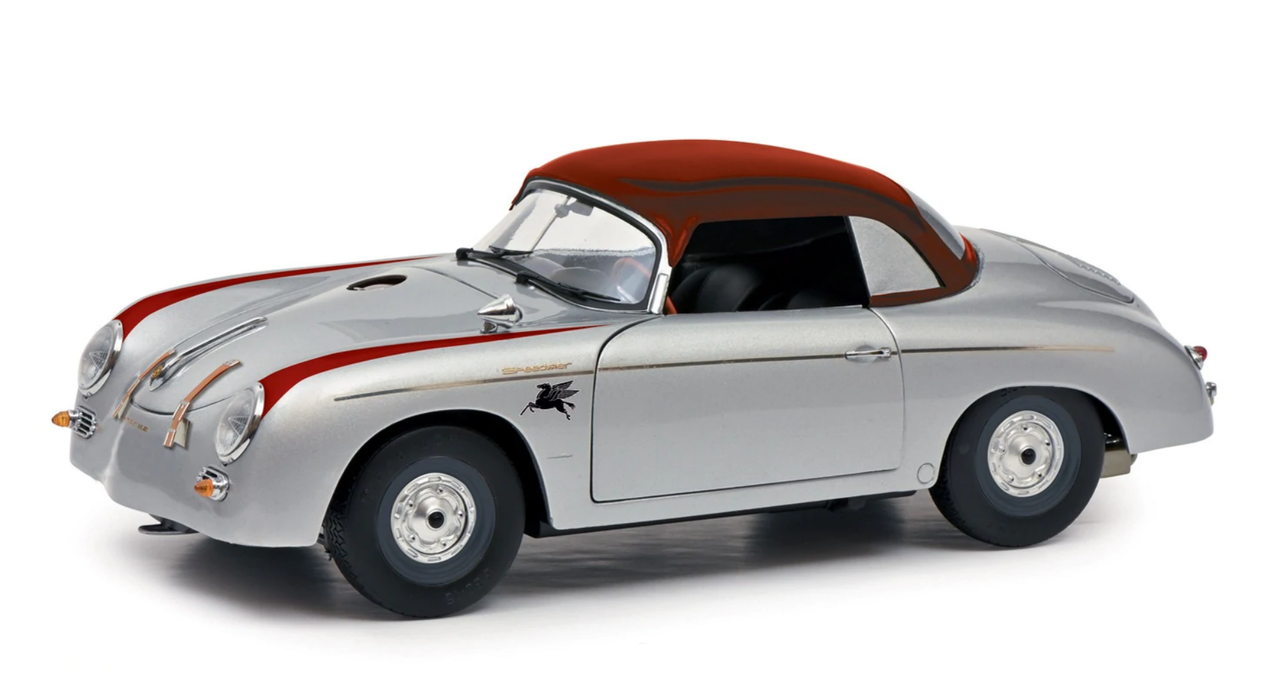 1/18 Schuco Porsche 356 Speedster Outlaw Hardtop (Silver Grey & Red) Diecast Car Model