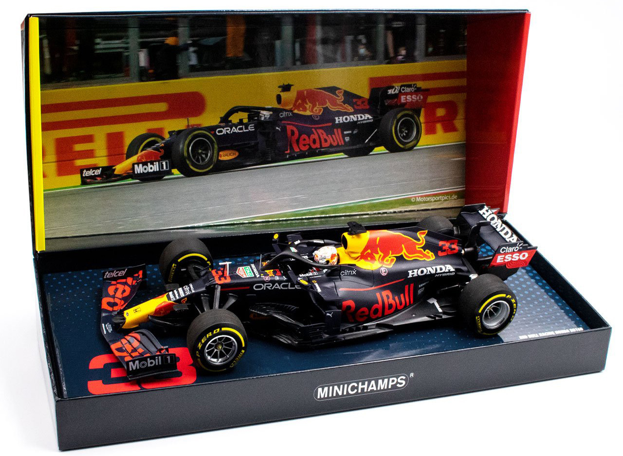 1/18 Minichamps Max Verstappen Red Bull RB16B #33 Formula 1 World Champion 2021 Winner Emilia-Romagna GP Imola Car Model Limited