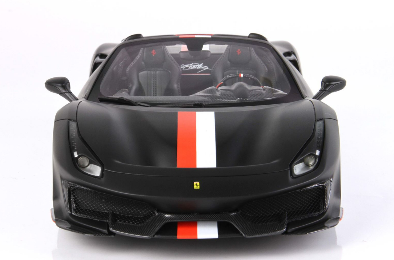 1/18 BBR Ferrari 488 Pista Spider Charles Leclerc (Matte Black with White & Red Stripe) Resin Car Model Limited 266 Pieces