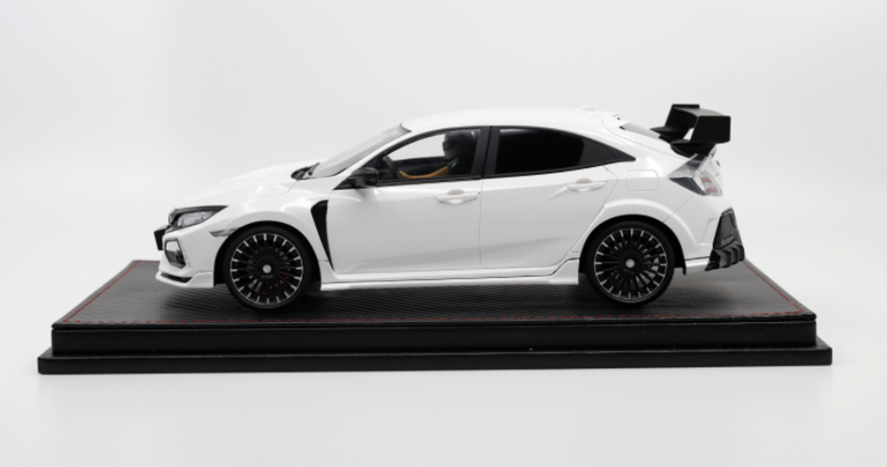 1/18 POPRACE FK8 Honda Mugen Civic Type R White with Figure inside Display case and base Resin Car Model