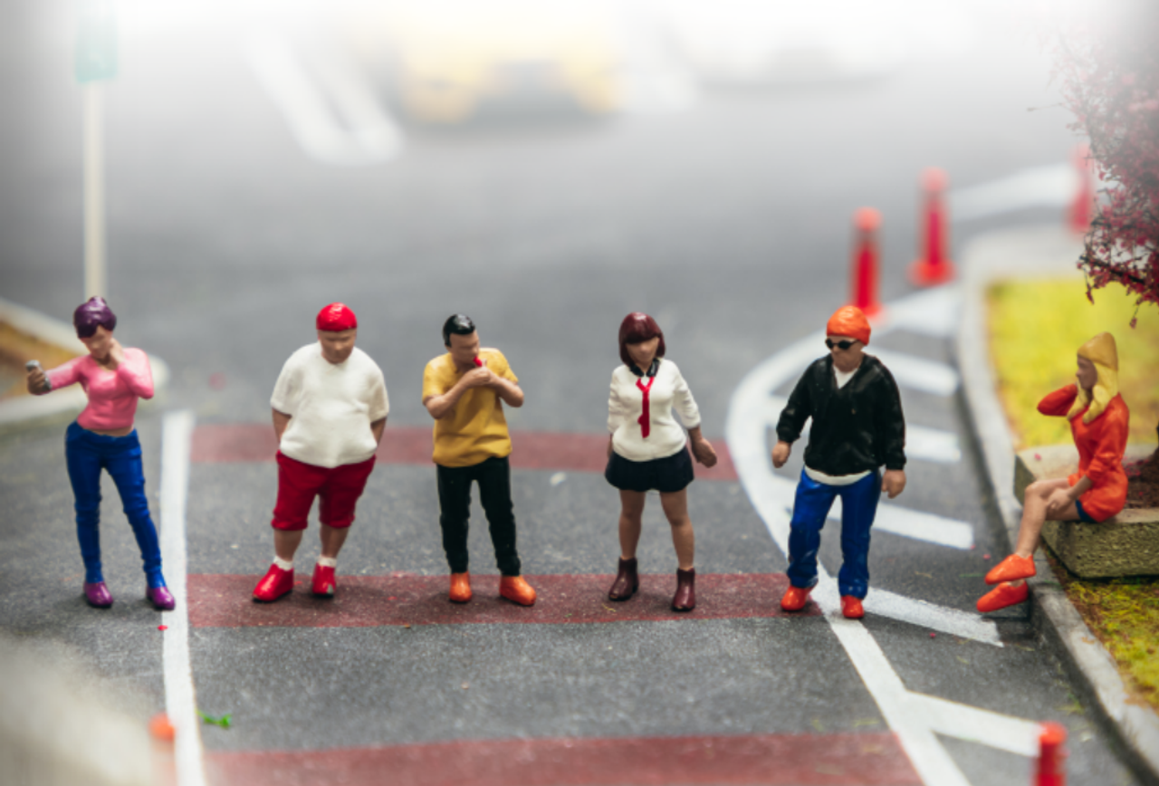 "Car Meet 1" 6 Piece Diecast Figure Set for 1/64 Scale Models by Tarmac Works & American Diorama