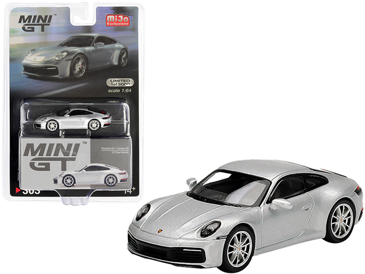 Porsche 911 Carrera 4S LHD GT Silver Metallic Limited Edition to 3000 pieces Worldwide 1/64 Diecast Model Car by True Scale Miniatures