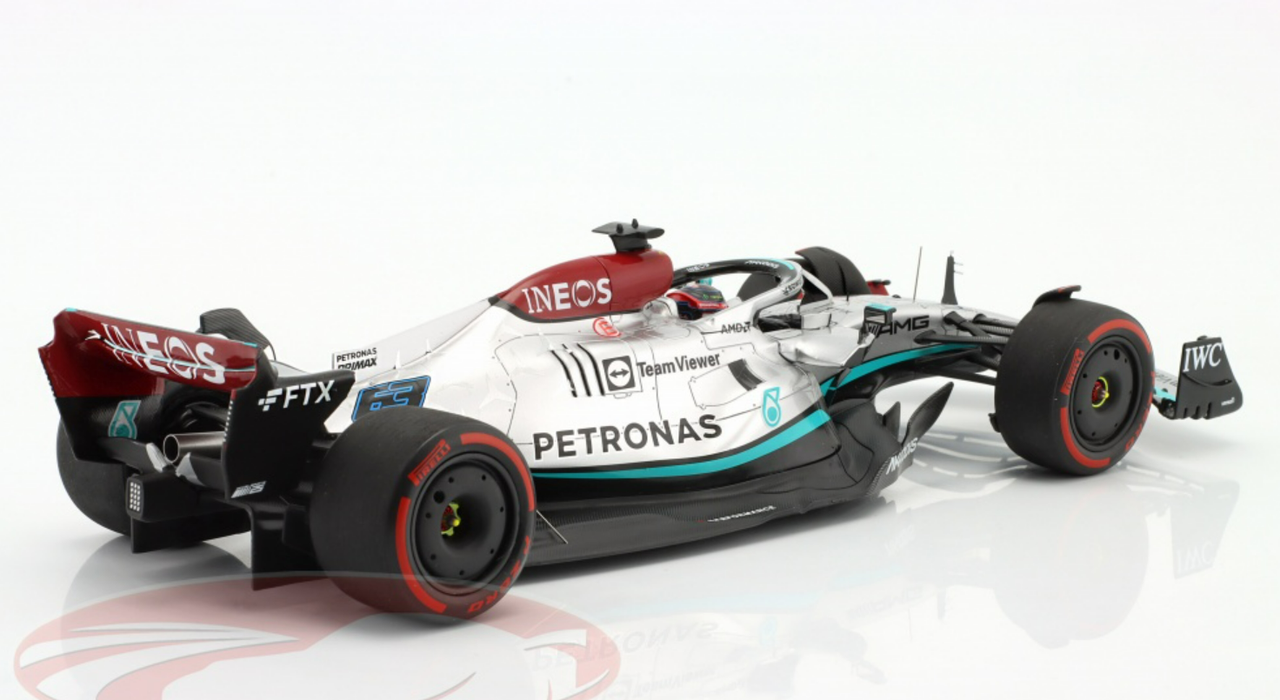 1/18 Spark 2022 Formula 1 Mercedes-AMG Petronas F1 W13 E Performance No.63 Mercedes-AMG Petronas F1 Team 4th Bahrain GP George Russell Car Model