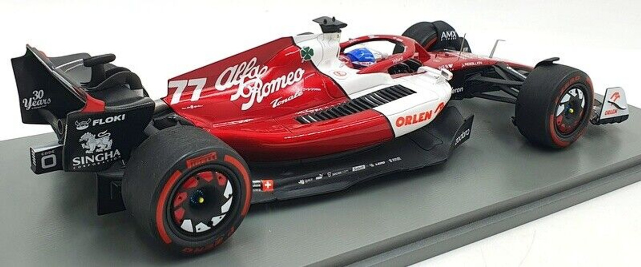 1/18 Spark 2022 Formula 1 Alfa Romeo F1 Team ORLEN C42 No.77 Alfa Romeo F1  Team ORLEN 6th Bahrain GP Valtteri Bottas Car Model