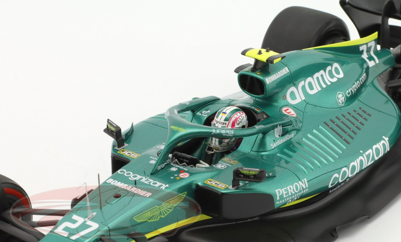 1/18 Spark 2022 Formula 1 Aston Martin AMR22 No.27 Aston Martin Aramco Cognizant F1 Team Bahrain GP Nico Hülkenberg Car Model