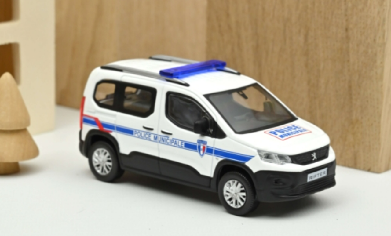 1/43 Norev 2019 Peugeot Rifter Police Municipale (White & Blue) Diecast Car Model