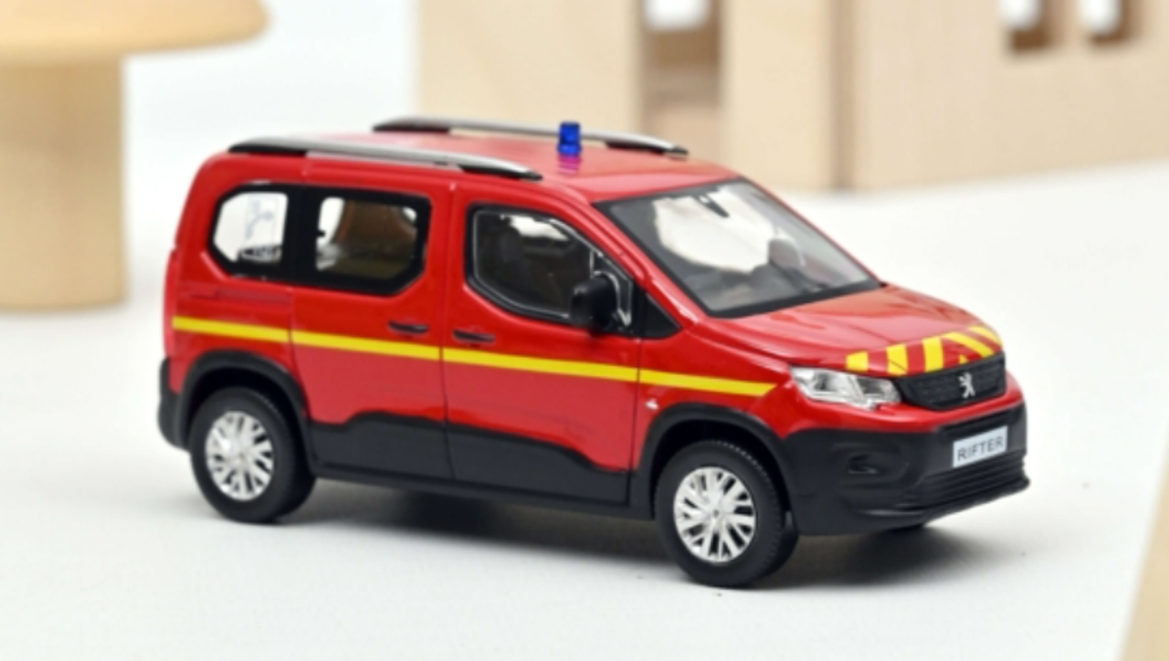 1/43 Norev 2019 Peugeot Rifter Fire Department (Red) Diecast Car Model