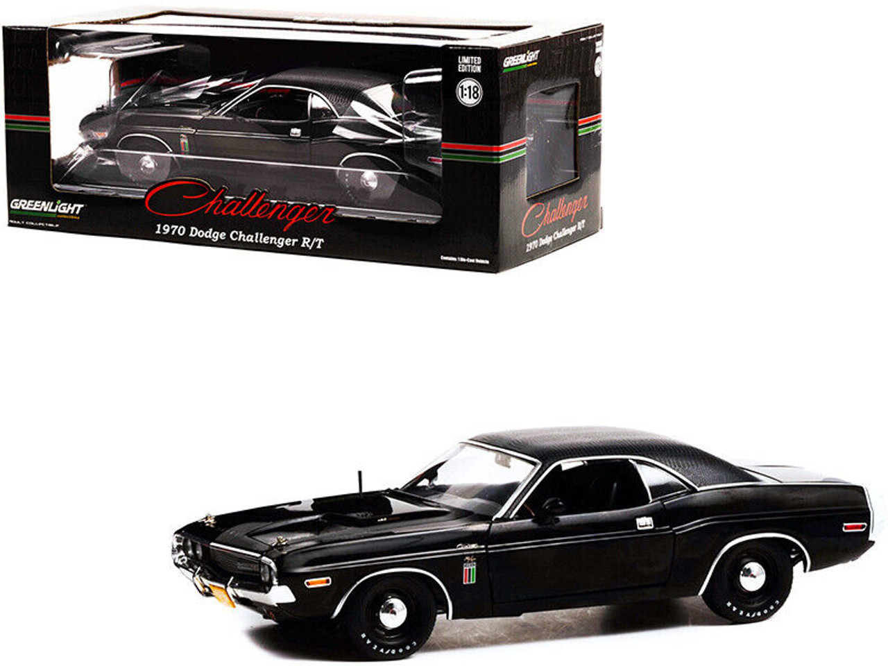 1/18 Greenlight 1970 Dodge Challenger R/T 426 HEMI The Black Ghost Diecast  Car Model