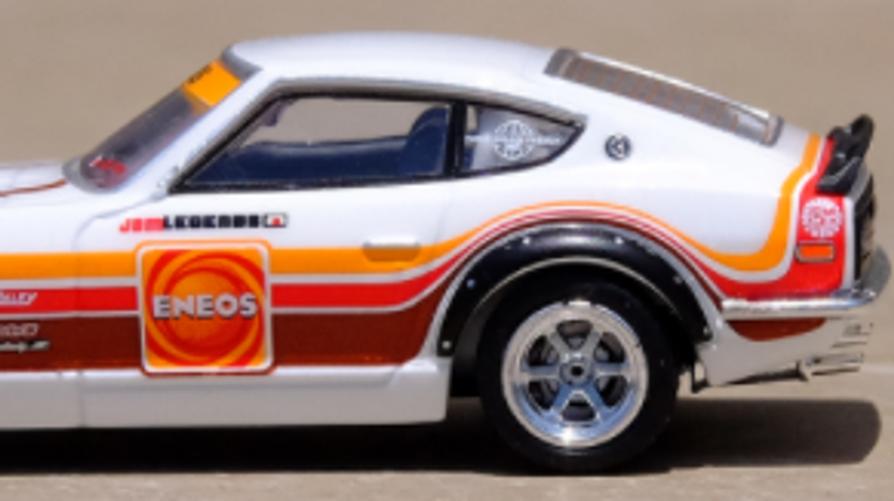 Datsun 240Z White with Stripes "Eneos" SEMA (2018) 1/64 Diecast Model Car by Inno Models