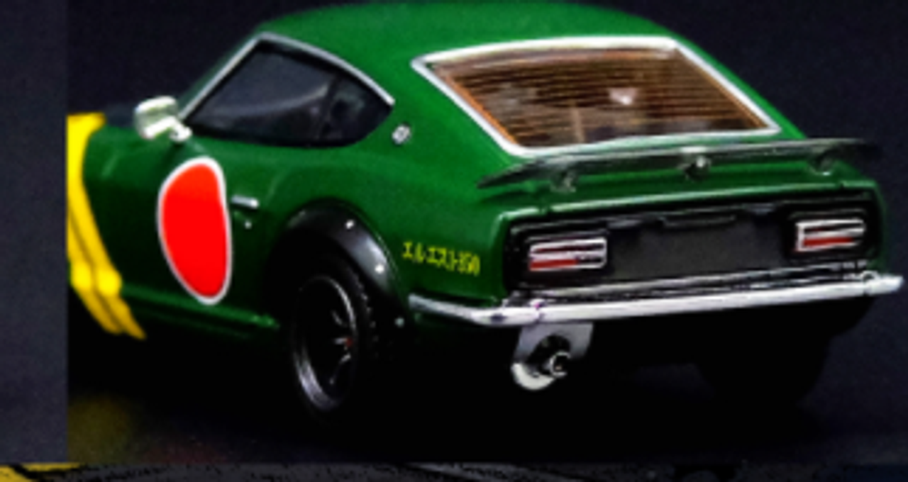 Datsun 240Z Zero Fighter Aircraft Livery Matt Green with Yellow Stripes  and Graphics 1/64 Diecast Model Car by Inno Models - LIVECARMODEL.com