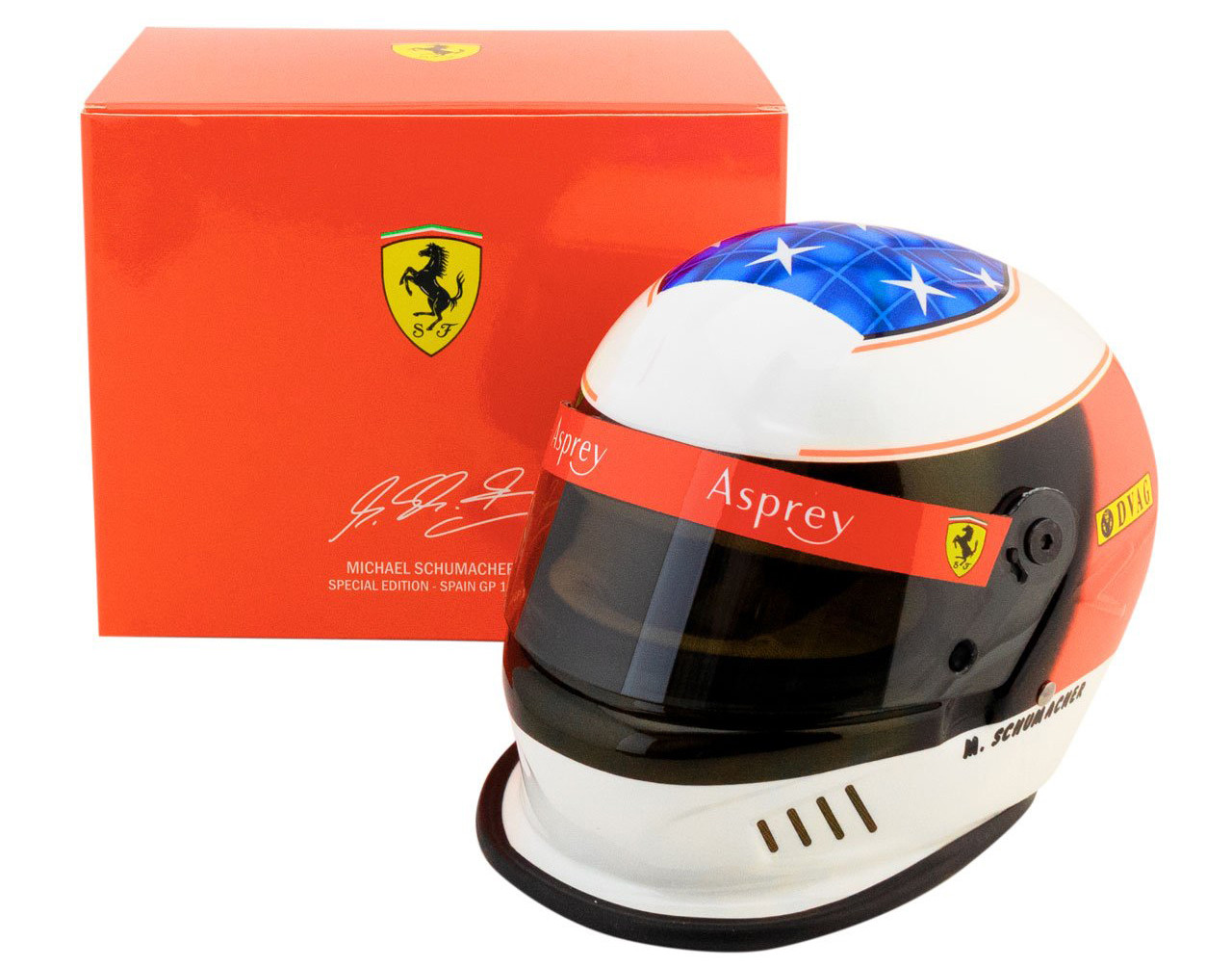 1/2 Bell Michael Schumacher Scuderia Ferrari # Winner Spanish GP Formula 1 1996 Helmet Model