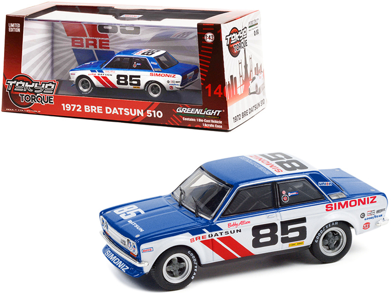 1972 Datsun 510 #85 Bobby Allison Brock Racing Enterprises (BRE) "Tokyo Torque" Series 1/43 Diecast Model Car by Greenlight