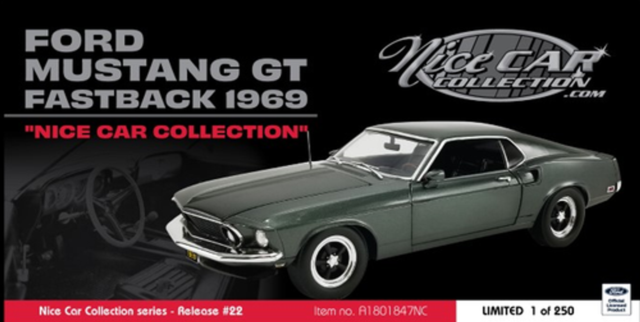 1/18 1969 Ford Mustang GT Fastback (Green) Nice Car Collection Diecast Car Model Limited 250 Pieces