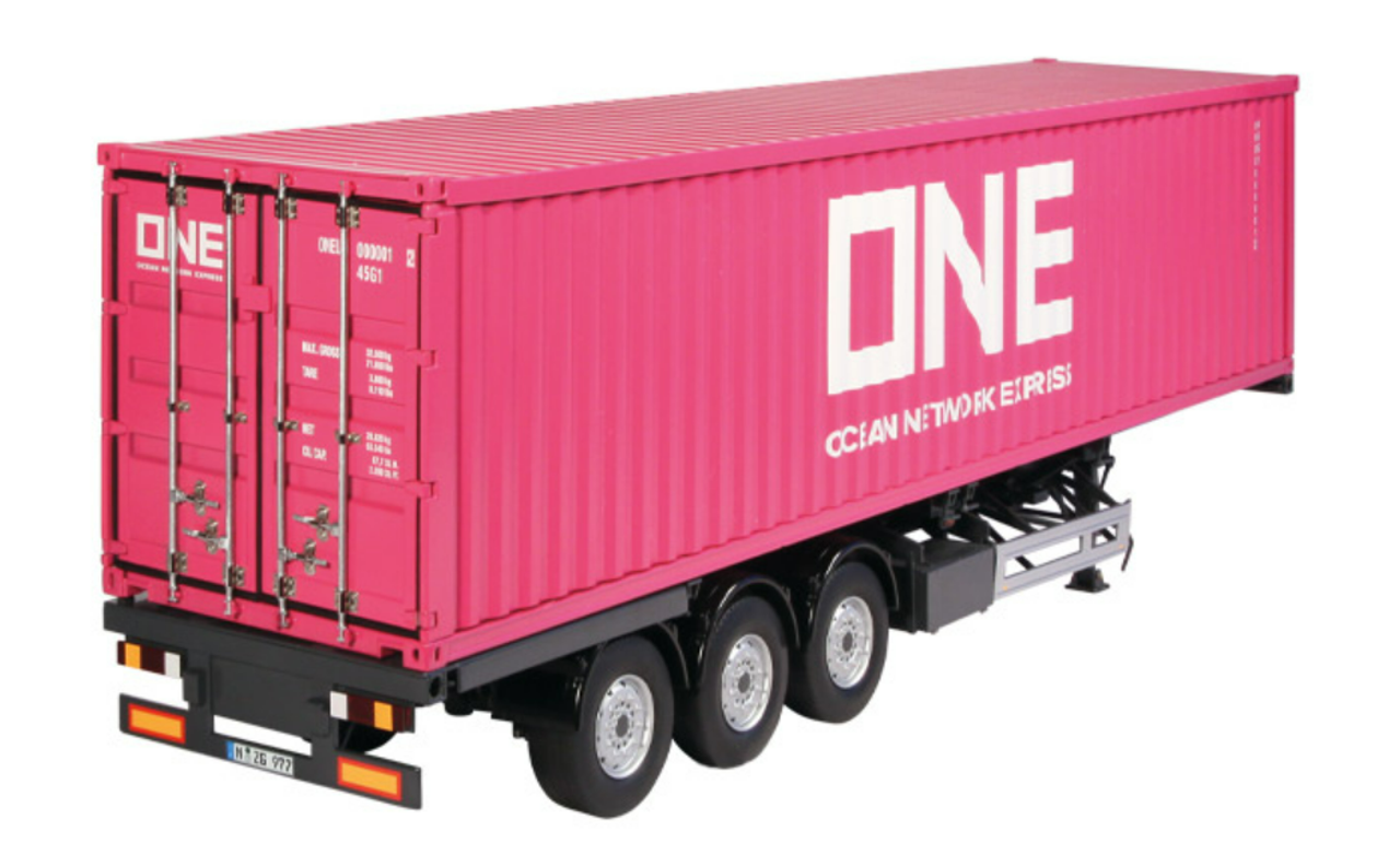 1/18 NZG Trailer EU & 40 Ft Container "ONE" Magenta Diecast Model