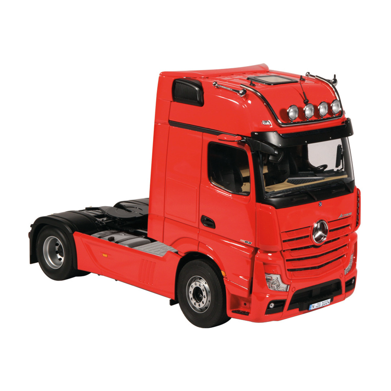 1/18 NZG Mercedes-Benz Actros GigaSpace 4x2 Mosolf (Fire Red) with Lohr Car Transporter Diecast Car Model