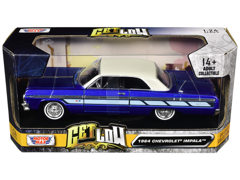 1/24 Motormax 1964 Chevrolet Impala Lowrider Hard Top Candy Blue