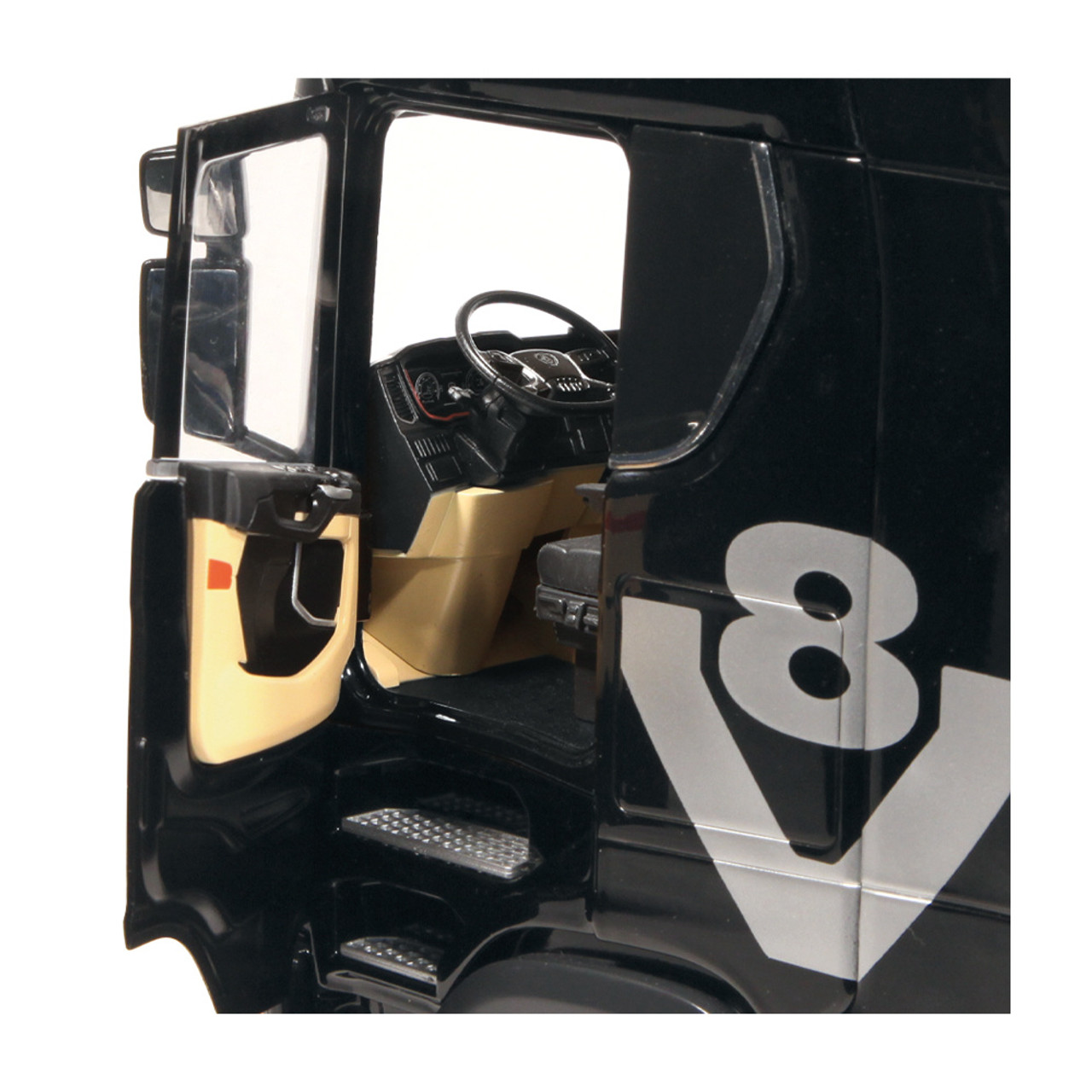 1/18 NZG Scania V8 730S 4x2 (Black) with Lohr Car Transporter Diecast Car Model
