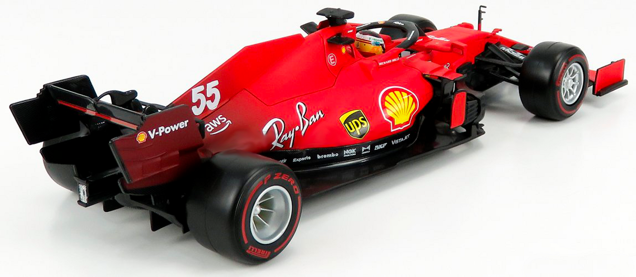 1/18 BBurago Ferrari SF21 #55 Carlos Sainz Formula One F1 Car "Ferrari Racing" Series Diecast Car Model