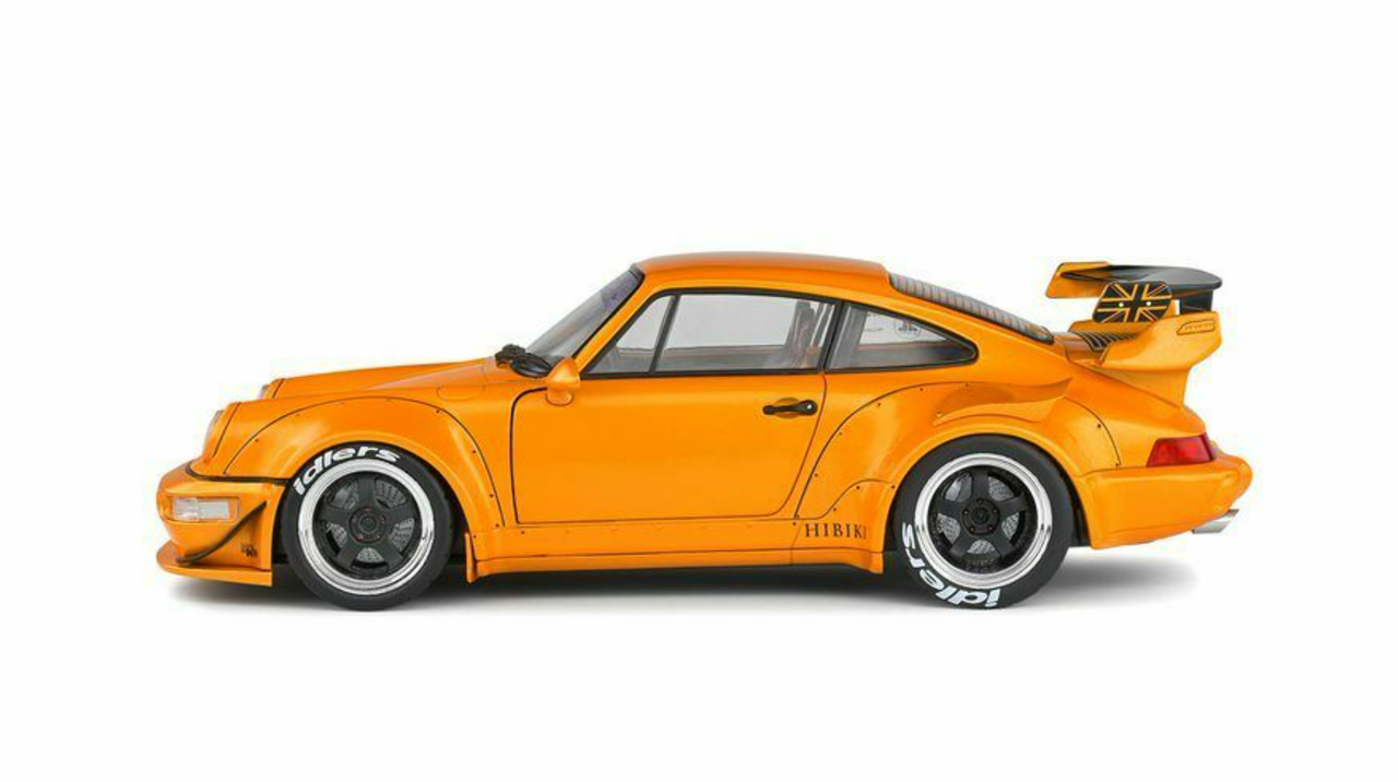 1/18 Solido 2016 Porsche 964 RWB "Hibiki" Orange Metallic with Graphics Diecast Car Model