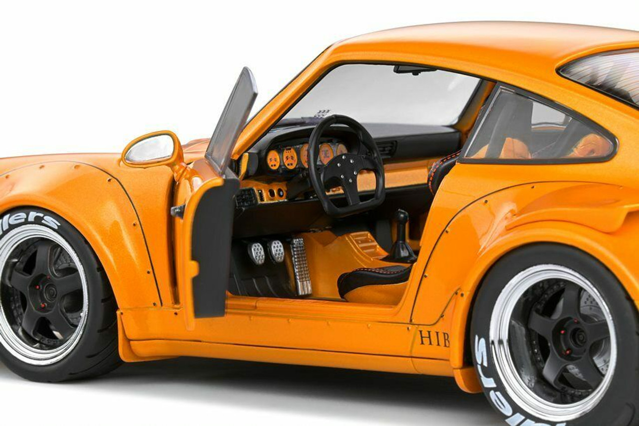 1/18 Solido 2016 Porsche 964 RWB "Hibiki" Orange Metallic with Graphics Diecast Car Model