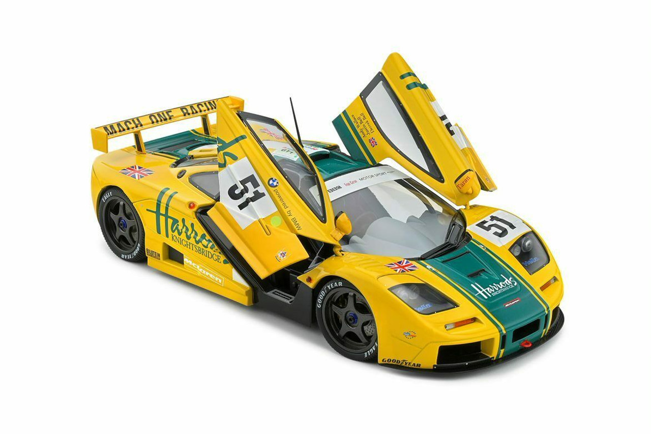 1/18 Solido 1995 McLaren F1 GTR #51 3rd 24h LeMans Harrods Mach One Racing Andy Wallace, Derek Bell, Justin Bell Diecast Car Model