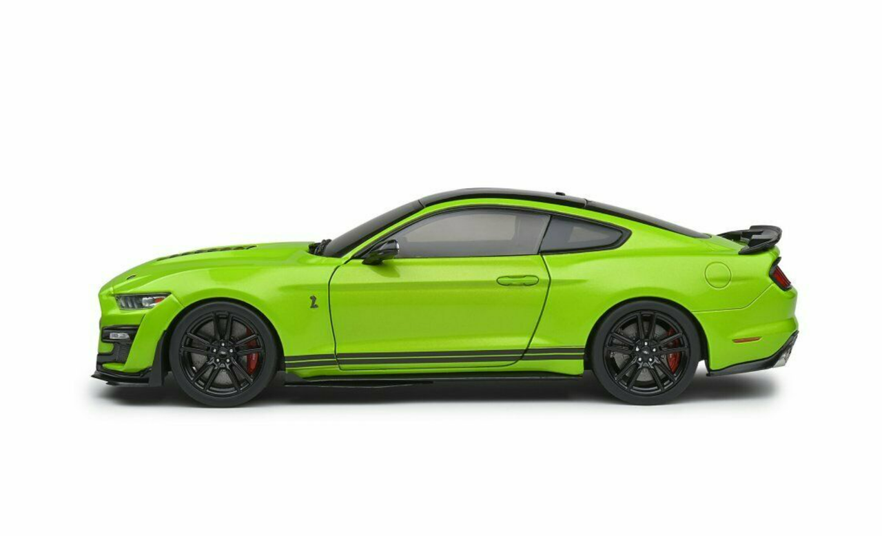 1/18 Solido 2020 Ford Mustang Shelby GT500 (Grabber Lime Green Metallic with Black Top and Stripes) Diecast Car Model
