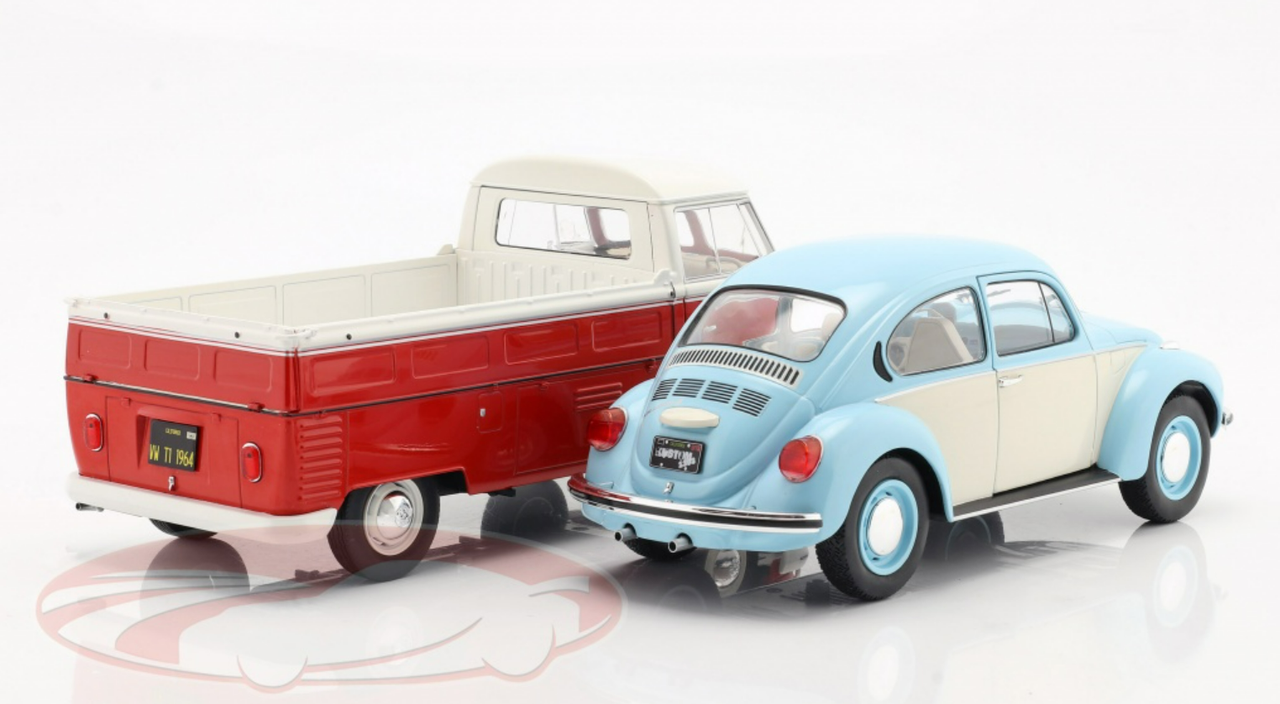 1/18 Solido Volkswagen VW T1 Pick-Up & VW Beetle 1303 Two-Car Set Diecast Car Model