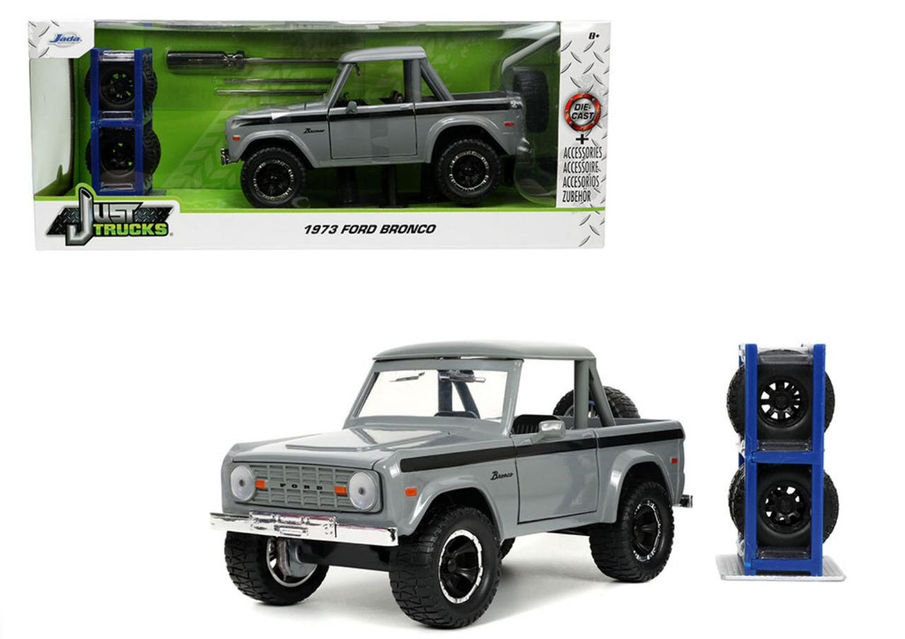 1/24 Jada 1973 Ford Bronco – Just Trucks with Extra Wheels Diecast Car Model
